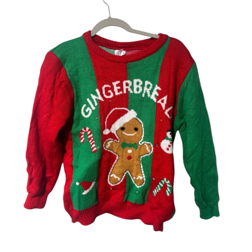 Kids Gingerbread ugly Christmas Sweater size 10-12Y